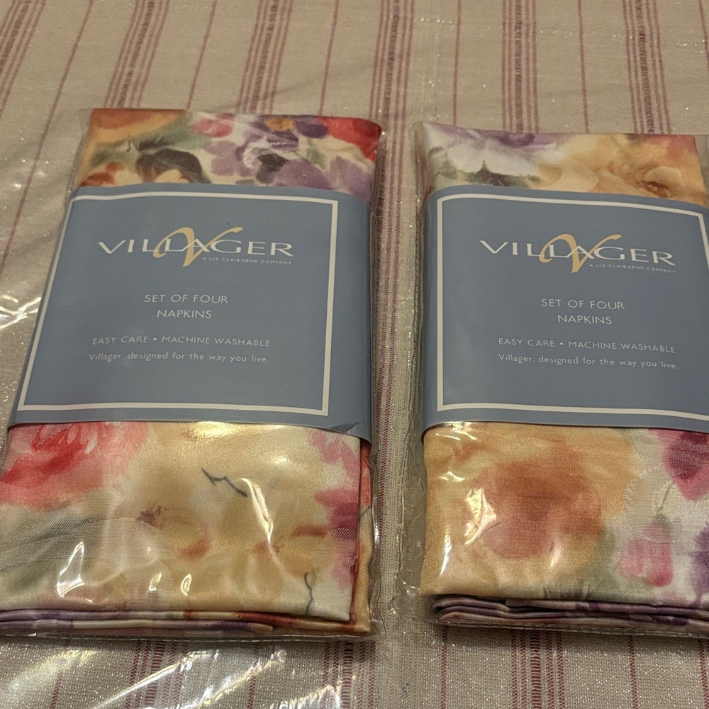 Villager Floral Tablecloth - includes 8 napkins Pink, Orange, Green - Picture 3 of 4